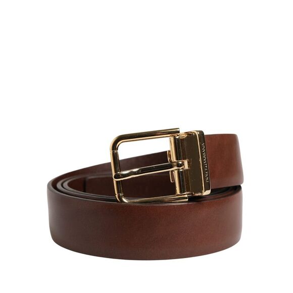 Dolce & Gabbana Men Brown Classic Leather Metal Buckle Men's Belt